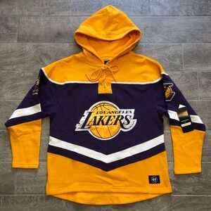 New 47’ Brand NBA Los Angeles Lakers Pullovers Hoodie Sweatshirt Jersey Size M